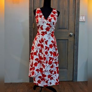 Banana Republic Fit & Flare Red and White Floral Dress